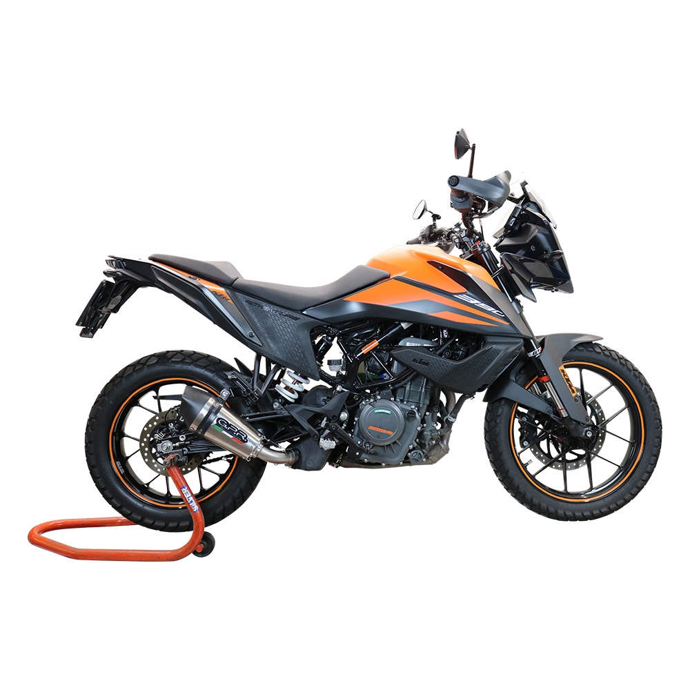 GPR pot echappement compatible avec  Ktm Adventure 390 2020-2020, New Grand Prix Evo Titanium, Échappement légal, homologué,silencieux avec db killer amovible et tuyau de liaison spécifique 