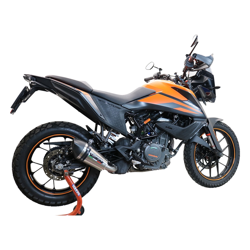 GPR pot echappement compatible avec  Ktm Adventure 390 2020-2020, New Grand Prix Evo Titanium, Échappement légal, homologué,silencieux avec db killer amovible et tuyau de liaison spécifique 