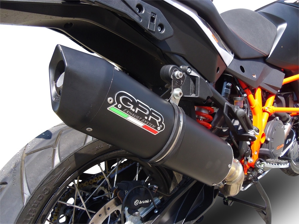 Pot echappement compatible avec Ktm LC 8 Super Adventure 1290 - S - R - T 2017-2020, Furore Evo4 Nero, Échappement légal, homologué,silencieux avec db killer amovible et tuyau de liaison spécifique 