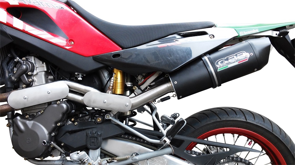Pot echappement compatible avec Husqvarna TE 610 E - SM 610 2005-2006, Furore Nero, Pot échappement homologué et légal, silencieux avec mi-collecteur y db killer amovible 