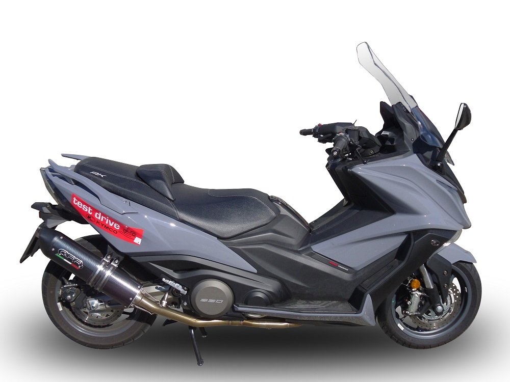 Pot echappement compatible avec Kymco Ak 550 2017-2020, Furore Nero, Pot d'échappement complet racing, compris de collecteur et db killer amovible, sans homologation 
