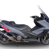 Pot echappement compatible avec Kymco Ak 550 2017-2020, Furore Nero, Pot d'échappement complet racing, compris de collecteur et db killer amovible, sans homologation 