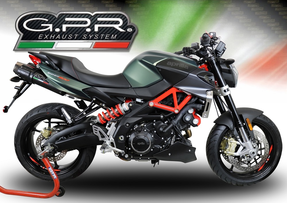 Pot echappement compatible avec Aprilia Shiver 900 2017-2020, GP Evo4 Poppy, Paire de pot d'échappement homologuées, livrées avec db killer amovible et raccords spécifiques 