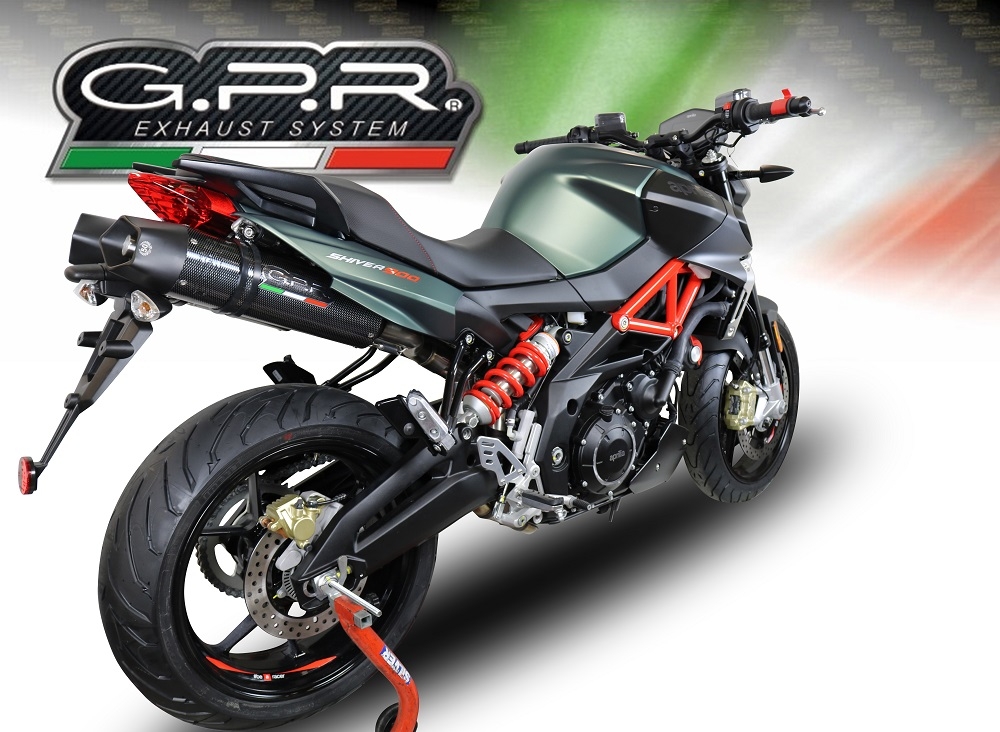 Pot echappement compatible avec Aprilia Shiver 900 2017-2020, GP Evo4 Poppy, Paire de pot d'échappement homologuées, livrées avec db killer amovible et raccords spécifiques 