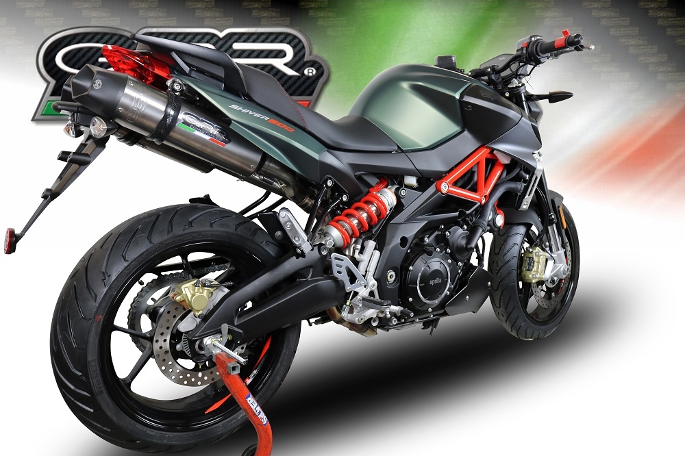 Pot echappement compatible avec Aprilia Shiver 750 Gt 2007-2016, Gpe Ann. titanium, Paire de pot d'échappement homologuées, livrées avec db killer amovible et raccords spécifiques 