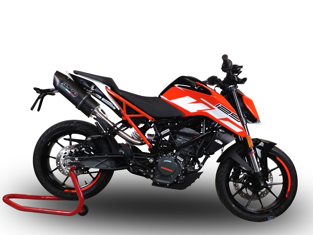 Pot echappement compatible avec Ktm Duke 125 2017-2020, Furore Evo4 Nero, Échappement légal, homologué,silencieux avec catalyseur, db killer amovible et tuyau de liaison spécifique 