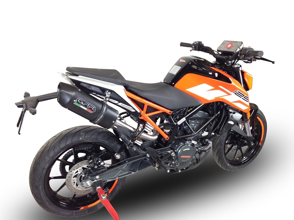 Pot echappement compatible avec Ktm Duke 125 2017-2020, Furore Evo4 Nero, Échappement légal, homologué,silencieux avec catalyseur, db killer amovible et tuyau de liaison spécifique 