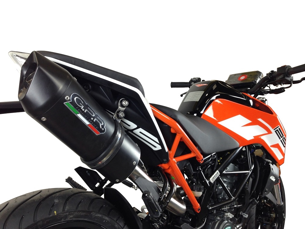 Pot echappement compatible avec Ktm Duke 125 2017-2020, Furore Evo4 Nero, Échappement légal, homologué,silencieux avec catalyseur, db killer amovible et tuyau de liaison spécifique 