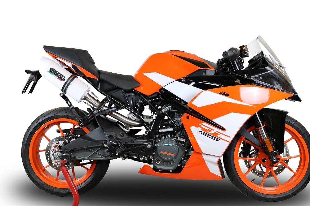 Pot echappement compatible avec Ktm Rc 125 2017-2020, Albus Evo4, Pot Échappement slip-on homologué, légal, avec db killer amovible, tuyau de liaison et catalyseur 