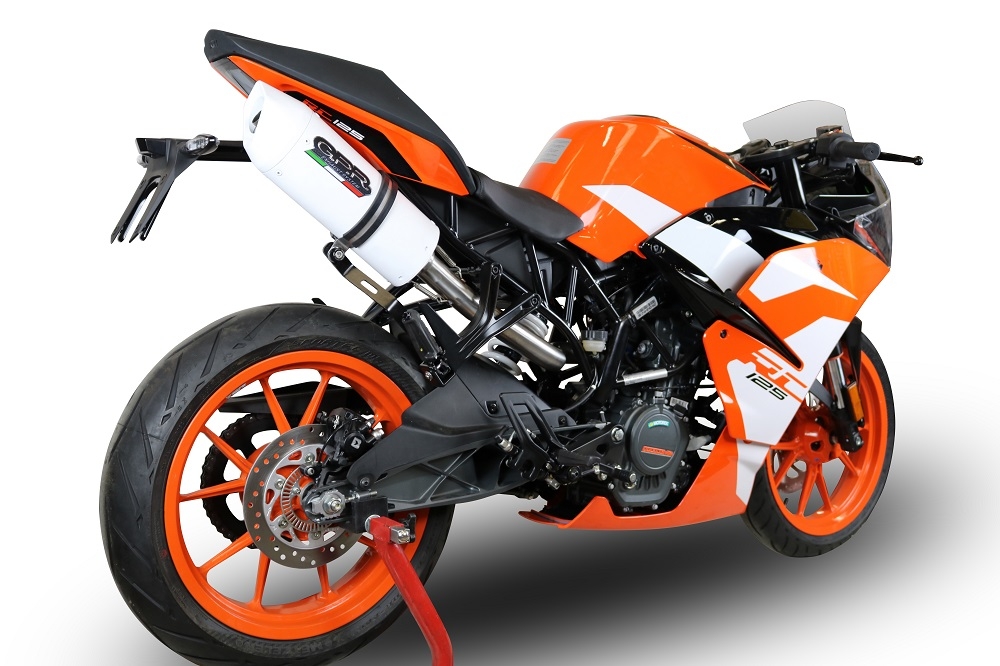 Pot echappement compatible avec Ktm Rc 125 2017-2020, Albus Evo4, Pot Échappement slip-on homologué, légal, avec db killer amovible, tuyau de liaison et catalyseur 