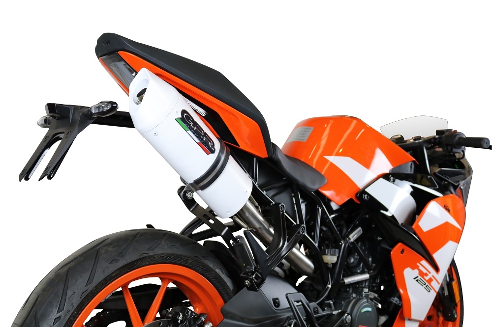 Pot echappement compatible avec Ktm Rc 125 2017-2020, Albus Evo4, Pot Échappement slip-on homologué, légal, avec db killer amovible, tuyau de liaison et catalyseur 