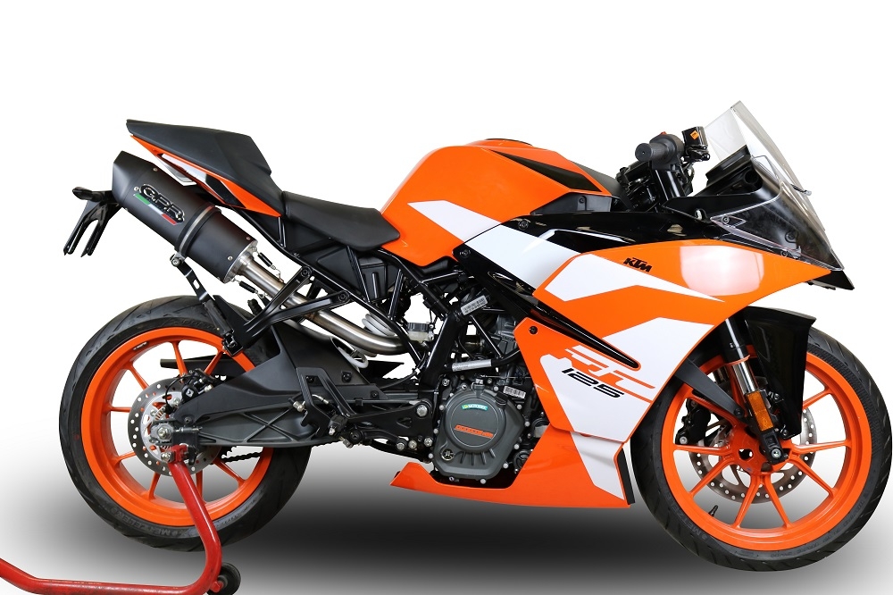 Pot echappement compatible avec Ktm Rc 125 2017-2020, Furore Evo4 Nero, Échappement légal, homologué,silencieux avec catalyseur, db killer amovible et tuyau de liaison spécifique 