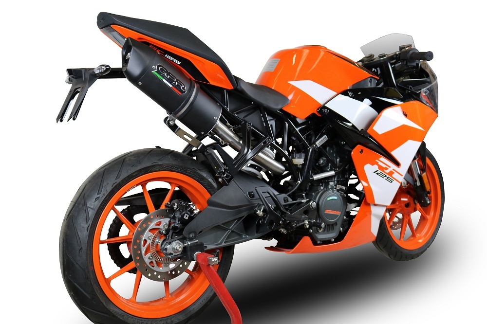 Pot echappement compatible avec Ktm Rc 125 2017-2020, Furore Evo4 Nero, Échappement légal, homologué,silencieux avec catalyseur, db killer amovible et tuyau de liaison spécifique 