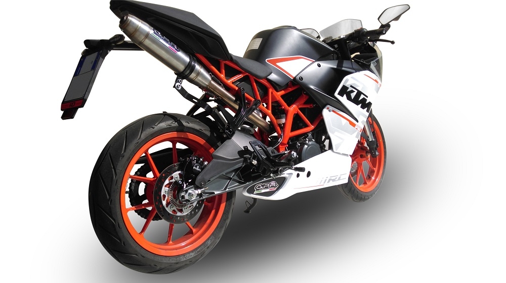 Pot echappement compatible avec Ktm Rc 390 2015-2016, Deeptone Inox, Pot échappement racing, avec les tuyaux de liaison, article sans homologation 