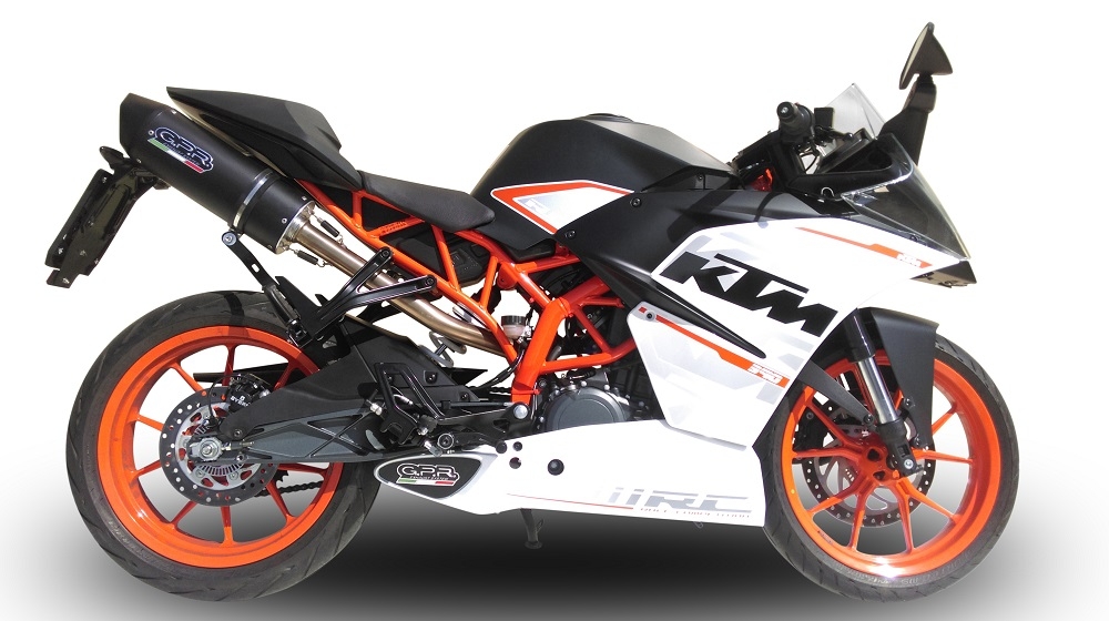 Pot echappement compatible avec Ktm Rc 390 2015-2016, Furore Nero, Échappement légal, homologué,silencieux avec db killer amovible et tuyau de liaison spécifique 