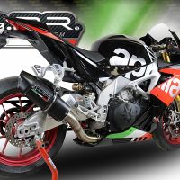 Pot echappement compatible avec Aprilia Rsv4 1100 Racing Factory 2019-2020, Furore Nero, Pot échappement racing, avec les tuyaux de liaison, article sans homologation 