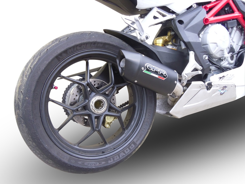 Pot echappement compatible avec Mv Agusta Brutale 675 2012-2015, Furore Nero, Échappement légal, homologué,silencieux avec db killer amovible et tuyau de liaison spécifique 
