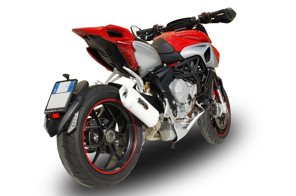 GPR pot echappement compatible avec  Mv Agusta Rivale - Stradale 800 2014-2016, Albus Ceramic, Échappement légal, homologué,silencieux avec db killer amovible et tuyau de liaison spécifique 