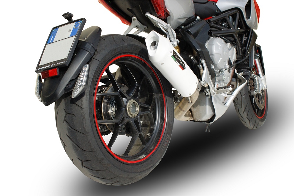 GPR pot echappement compatible avec  Mv Agusta Rivale - Stradale 800 2014-2016, Albus Ceramic, Échappement légal, homologué,silencieux avec db killer amovible et tuyau de liaison spécifique 