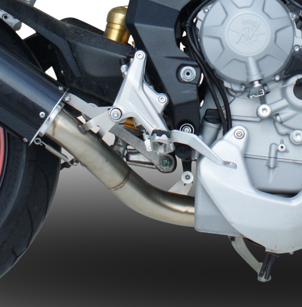 GPR pot echappement compatible avec  Mv Agusta Rivale - Stradale 800 2014-2016, Albus Ceramic, Échappement légal, homologué,silencieux avec db killer amovible et tuyau de liaison spécifique 