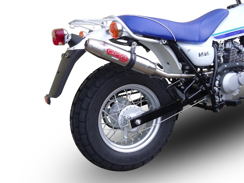 Pot echappement compatible avec Suzuki Rv 125 Van Van 2003-2017, Deeptone Inox, Pot Échappement slip-on homologué, légal, avec db killer amovible, tuyau de liaison et catalyseur 