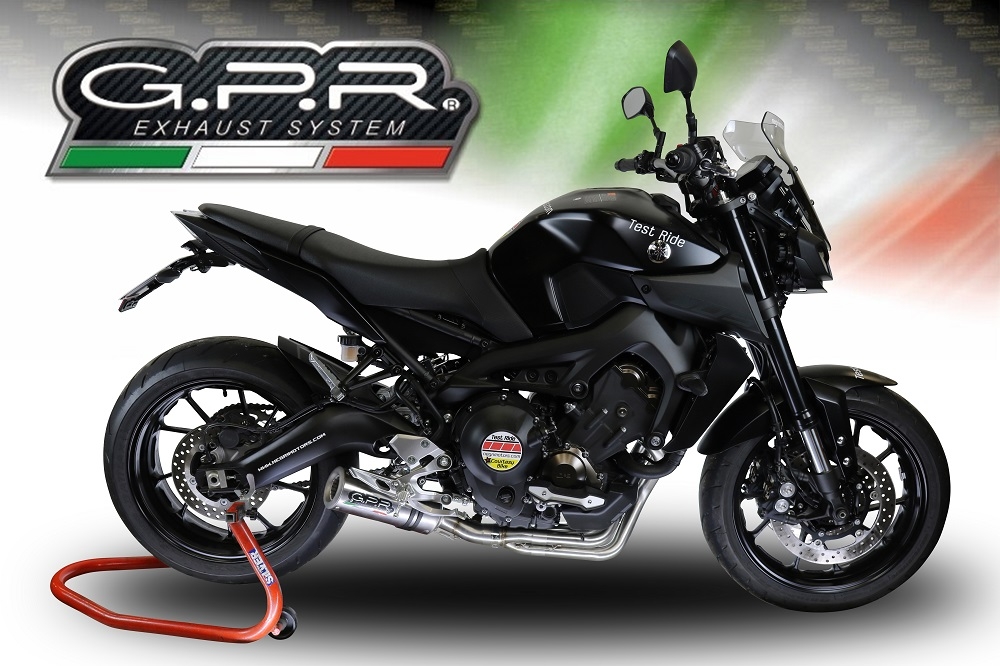 Pot echappement compatible avec Yamaha Mt-09 2014-2016, M3 Inox , Homologué et légal, système d'échappement complet avec catalyseur et db killer amovible 