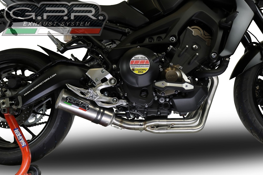 Pot echappement compatible avec Yamaha Mt-09 2014-2016, M3 Inox , Homologué et légal, système d'échappement complet avec catalyseur et db killer amovible 
