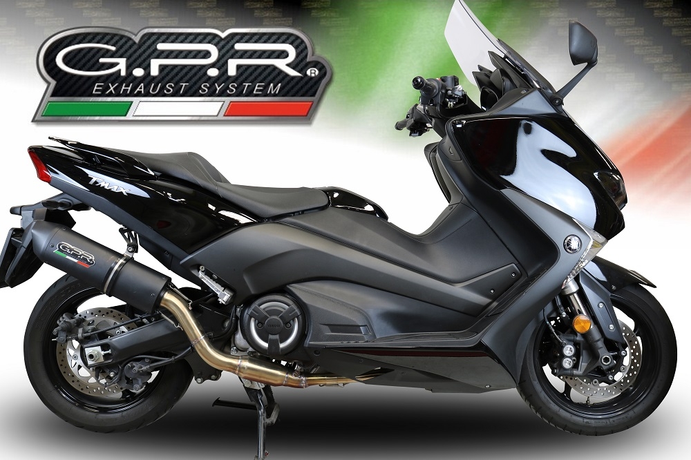 Pot echappement compatible avec Yamaha T-Max 560 2020-2021, Furore Evo4 Nero, Homologué et légal, système d'échappement complet avec catalyseur et db killer amovible 
