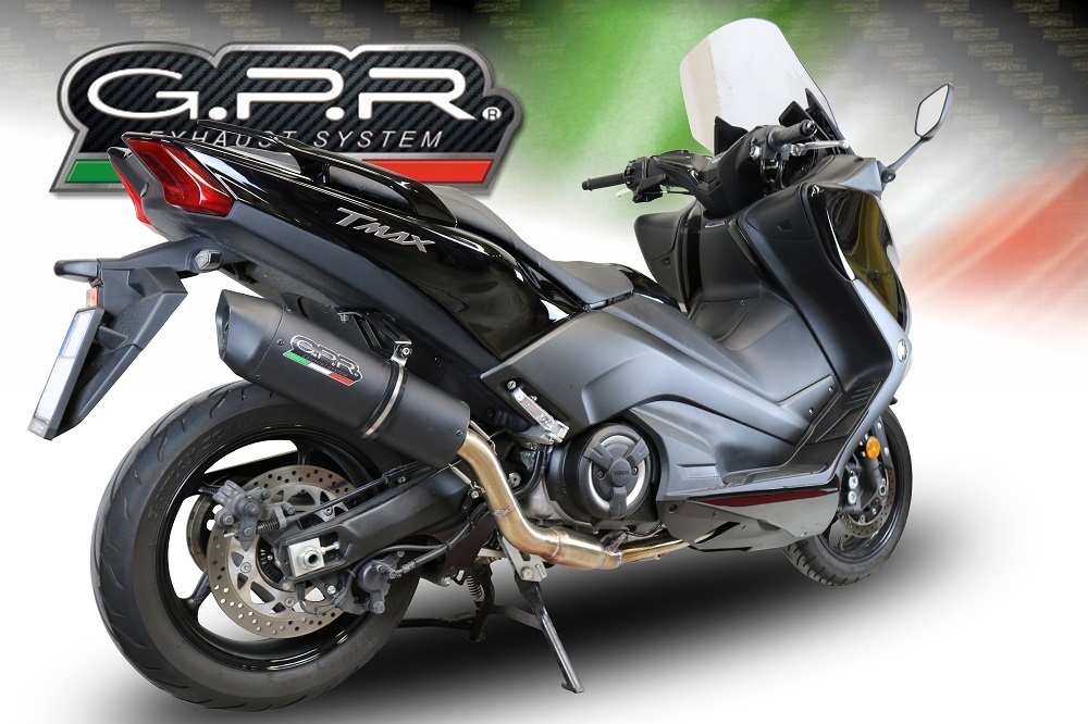 Pot echappement compatible avec Yamaha T-Max 560 2020-2021, Furore Evo4 Nero, Homologué et légal, système d'échappement complet avec catalyseur et db killer amovible 