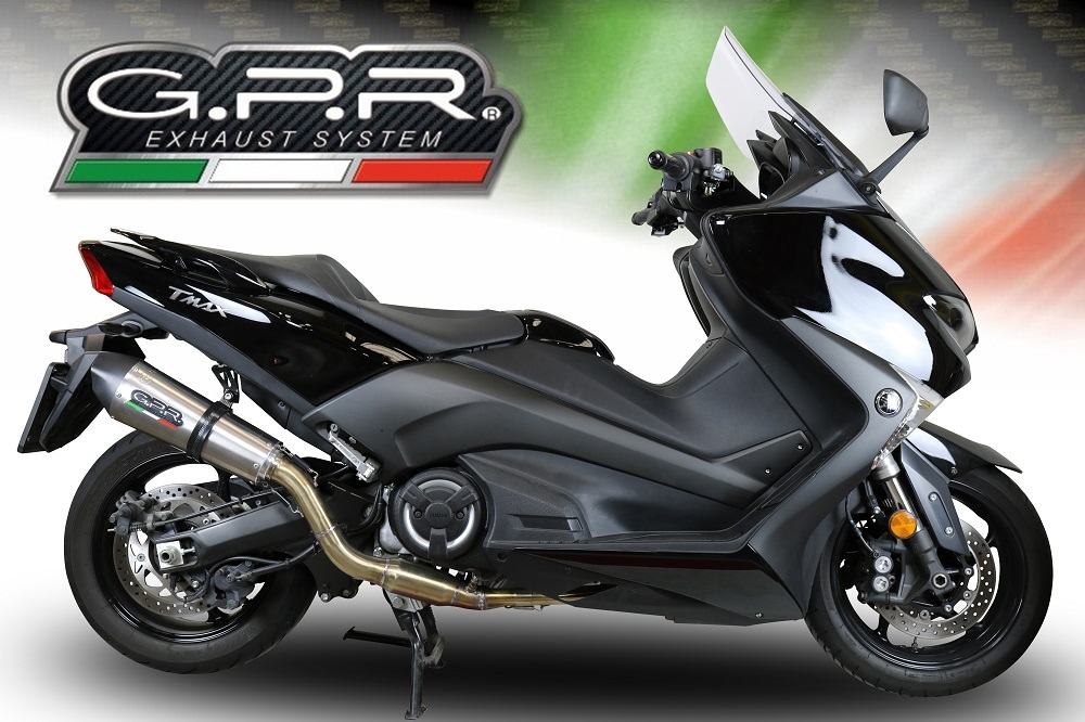 GPR pot echappement compatible avec  Yamaha T-Max 530 2017-2021, New Grand Prix Evo Titanium, Homologué et légal, système d'échappement complet avec catalyseur et db killer amovible 