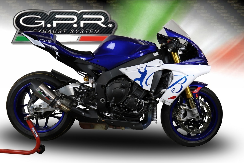 GPR pot echappement compatible avec  Yamaha Yzf R1-R1-M 2017-2019, New Grand Prix Evo Titanium, Échappement légal, homologué,silencieux avec db killer amovible et tuyau de liaison spécifique 