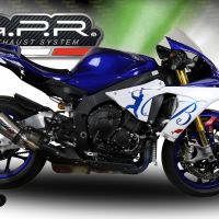 GPR pot echappement compatible avec  Yamaha Yzf R1-R1-M 2017-2019, New Grand Prix Evo Titanium, Échappement légal, homologué,silencieux avec db killer amovible et tuyau de liaison spécifique 