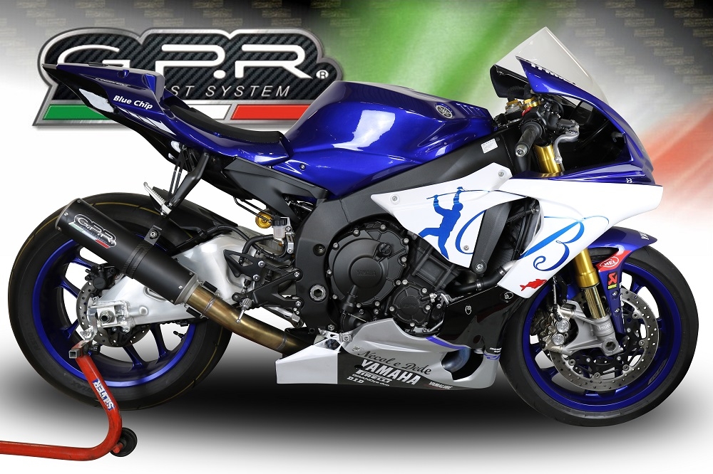 Pot echappement compatible avec Yamaha Yzf R1-R1-M 2017-2019, M3 Black Titanium, Système demi complet ,pot chappement racing,article sans homologation 