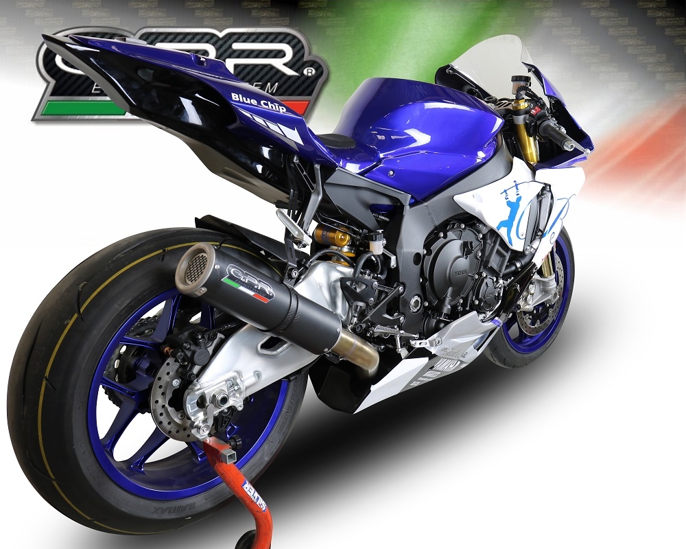 Pot echappement compatible avec Yamaha Yzf R1-R1-M 2017-2019, M3 Black Titanium, Système demi complet ,pot chappement racing,article sans homologation 