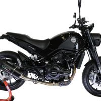 Pot echappement compatible avec Benelli Leoncino 500 Trail 2017-2024, Furore Evo4 Nero, Pot échappement homologué et légal, silencieux avec mi-collecteur, db killer amovible et catalyseur 