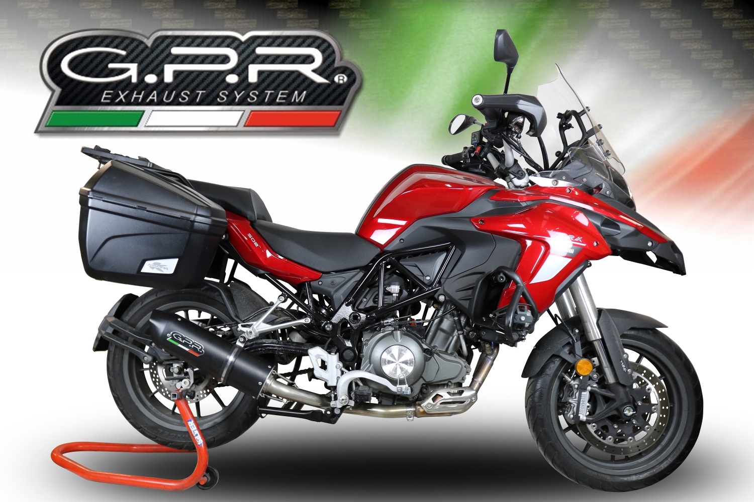 Pot echappement compatible avec Benelli Trk 502 2021-2024, Furore Evo4 Nero, Pot Échappement slip-on homologué, légal, avec db killer amovible, tuyau de liaison et catalyseur 