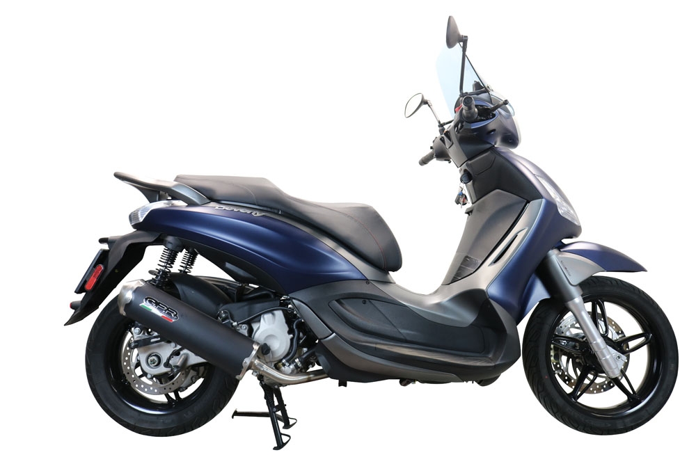 Pot echappement compatible avec Piaggio Beverly 350 2016-2020, Evo4 Road, Homologué et légal, système d'échappement complet avec catalyseur et db killer amovible 