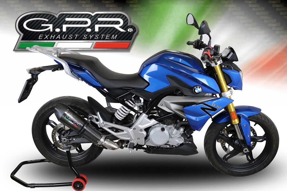 Pot echappement compatible avec Bmw G 310 R 2017-2021, GP Evo4 Poppy, Homologué et légal, système d'échappement complet avec catalyseur et db killer amovible 