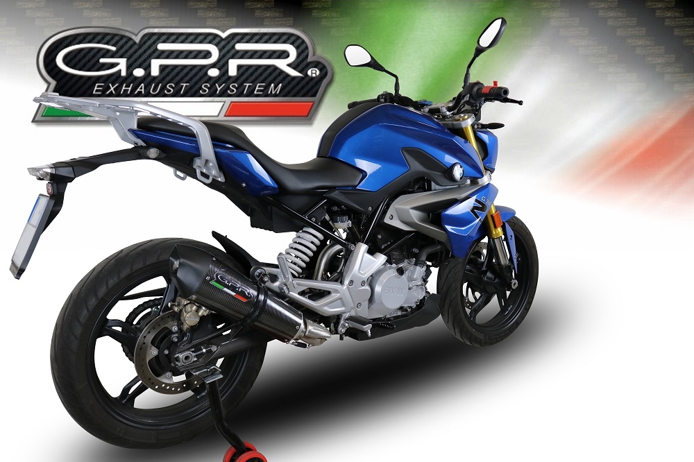 Pot echappement compatible avec Bmw G 310 R 2017-2021, GP Evo4 Poppy, Homologué et légal, système d'échappement complet avec catalyseur et db killer amovible 