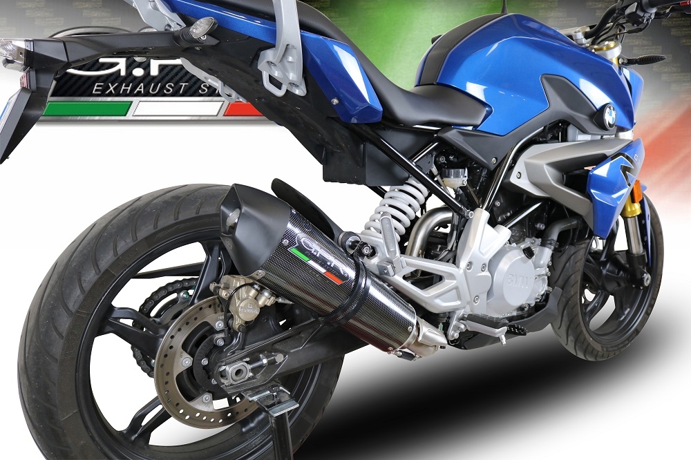 Pot echappement compatible avec Bmw G 310 R 2017-2021, GP Evo4 Poppy, Homologué et légal, système d'échappement complet avec catalyseur et db killer amovible 
