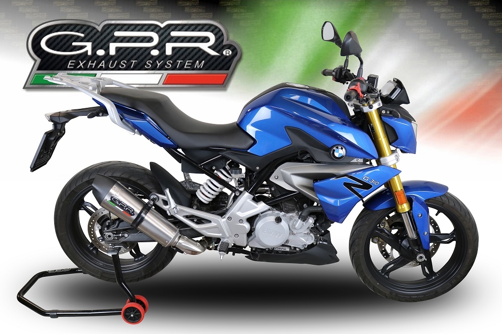 Pot echappement compatible avec Bmw G 310 R 2017-2021, GP Evo4 Titanium, Homologué et légal, système d'échappement complet avec catalyseur et db killer amovible 
