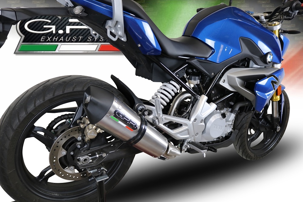 Pot echappement compatible avec Bmw G 310 R 2017-2021, GP Evo4 Titanium, Homologué et légal, système d'échappement complet avec catalyseur et db killer amovible 