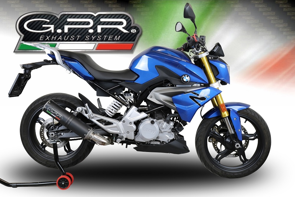 Pot echappement compatible avec Bmw G 310 R 2017-2021, M3 Black Titanium, Homologué et légal, système d'échappement complet avec catalyseur et db killer amovible 