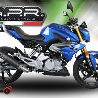 Pot echappement compatible avec Bmw G 310 R 2017-2021, M3 Black Titanium, Homologué et légal, système d'échappement complet avec catalyseur et db killer amovible 