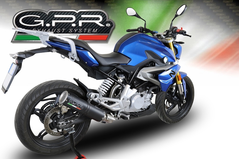 Pot echappement compatible avec Bmw G 310 R 2017-2021, M3 Black Titanium, Homologué et légal, système d'échappement complet avec catalyseur et db killer amovible 