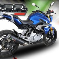 Pot echappement compatible avec Bmw G 310 R 2017-2021, M3 Black Titanium, Homologué et légal, système d'échappement complet avec catalyseur et db killer amovible 