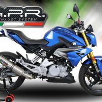Pot echappement compatible avec Bmw G 310 R 2017-2021, M3 Titanium Natural, Homologué et légal, système d'échappement complet avec catalyseur et db killer amovible 