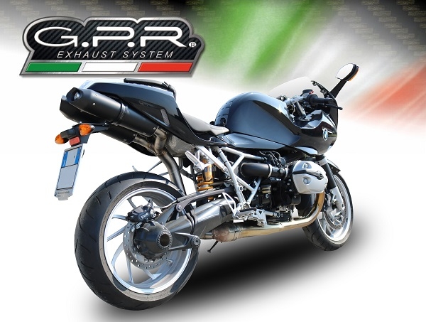 Pot echappement compatible avec Bmw R 1200 S 2006-2008, Furore Nero, Paire de pot d'échappement homologuées, livrées avec db killer amovible et raccords spécifiques 