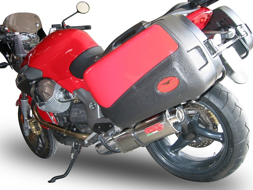 Pot echappement compatible avec Moto Guzzi Breva 1100 4V 2005-2010, Trioval, Échappement légal, homologué,silencieux avec db killer amovible et tuyau de liaison spécifique 