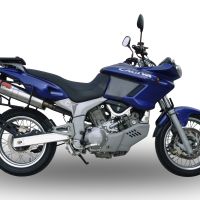 Pot echappement compatible avec Cagiva Navigator 1000 2000-2005, Trioval, Paire de pot d'échappement homologuées, livrées avec db killer amovible et raccords spécifiques 